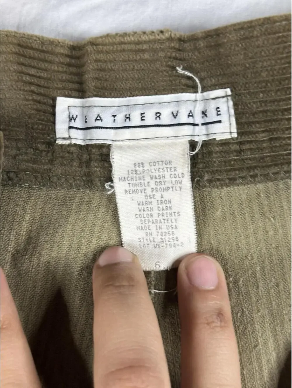 ✨🌿 Vintage Weathervane USA Olive Corduroy High Waist Pleated Pants Size 6🌿✨ - Picture 6 of 16